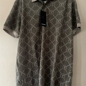 True Religion Polo Shirt Men's Size M Short Sleeve All Over Buddha Logo New, NWT
